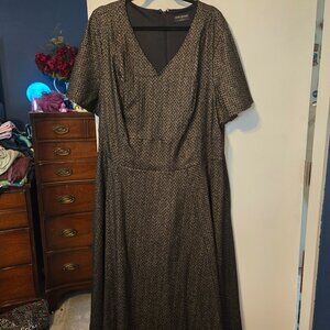 Lane Bryant Metallic print black and gold fit and flare size 26